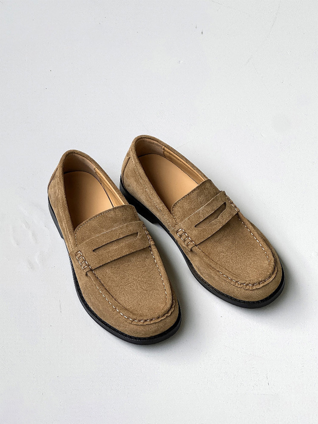 Square-Toe Leather Loafers
