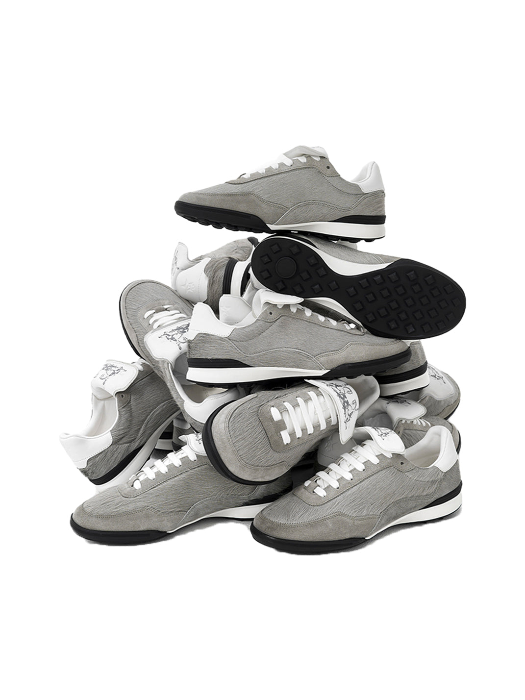Grey Fur-Lined Platform Sneakers