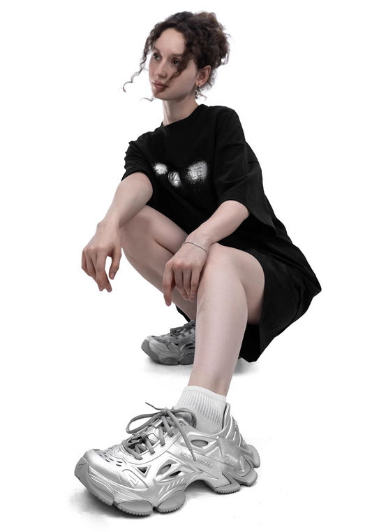 Silver Time-Space Platform Clog Sneakers
