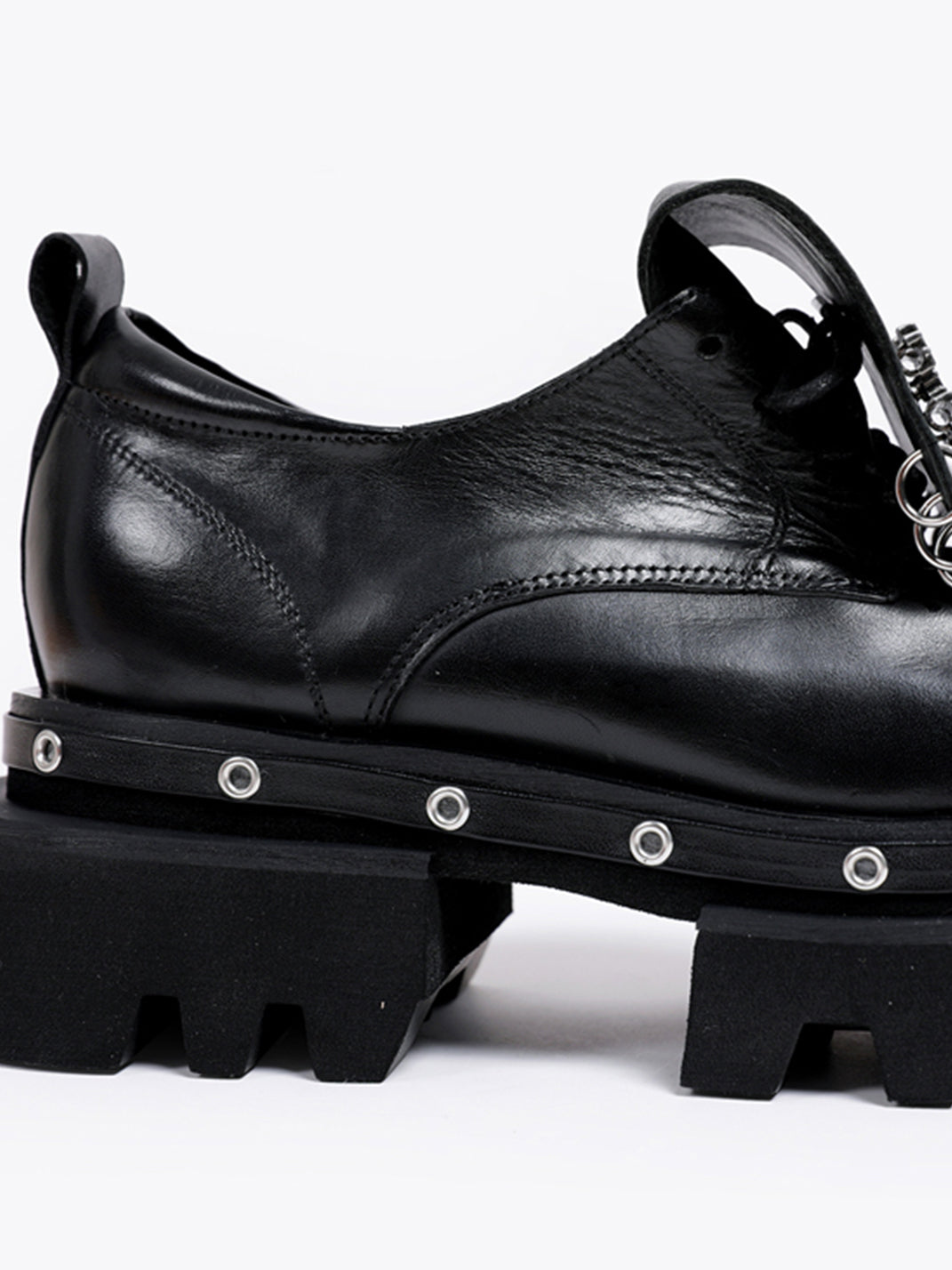 Black Vintage Platform Leather Derby Shoes - Skipkicks