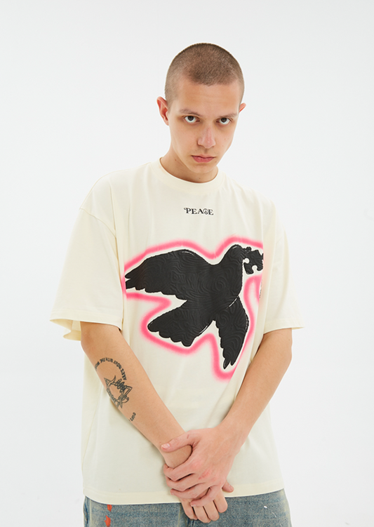 Serene Dove Suede-Finish Foam-Print T-Shirt