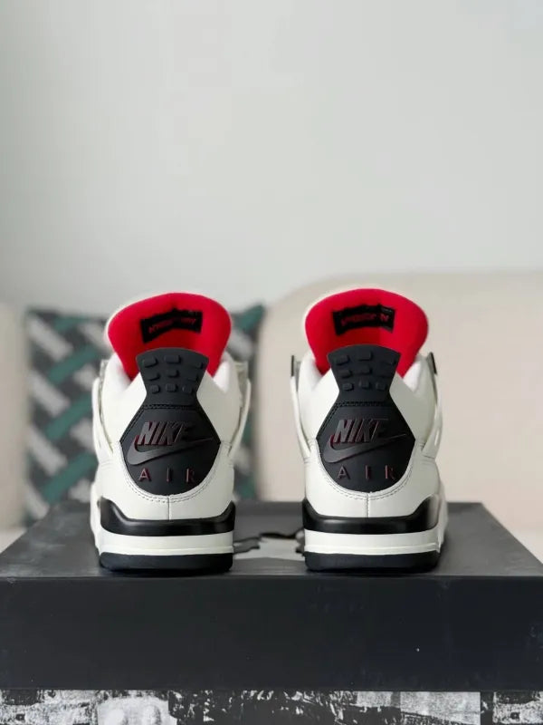 Air Jordan 4 Retro Sneakers – Flight Club Edition in White, Black & Red