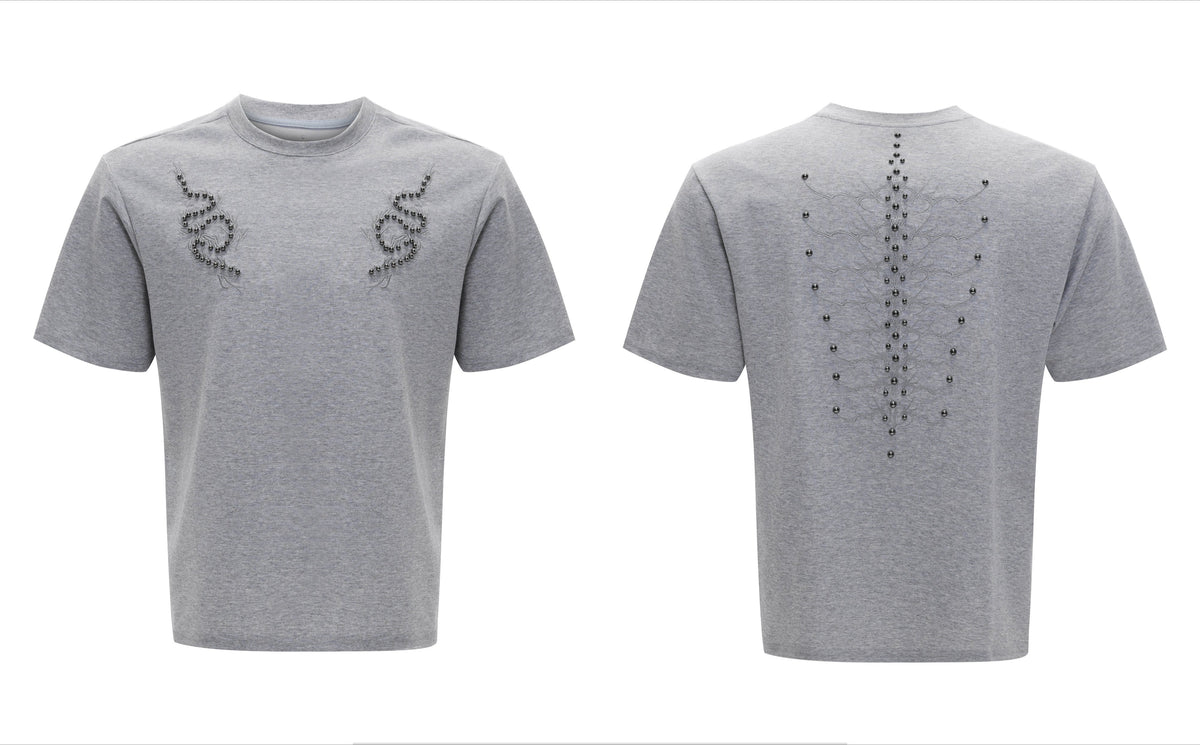 Spine Crystal Grey Fitted Tee