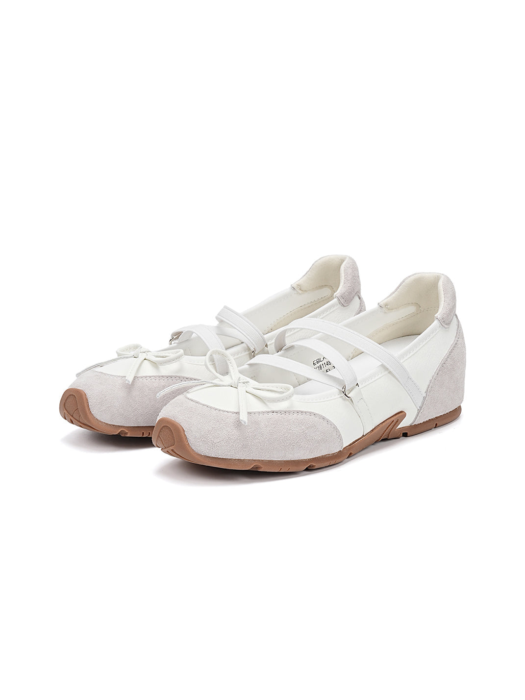 Mary Jane Ballet Sneakers With Bow Lace-Up Detail-White