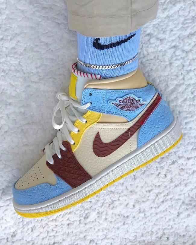 Custom Air Jordan 1 Blue Yellow Sneakers - Chateau Blue Edition SneakerNational