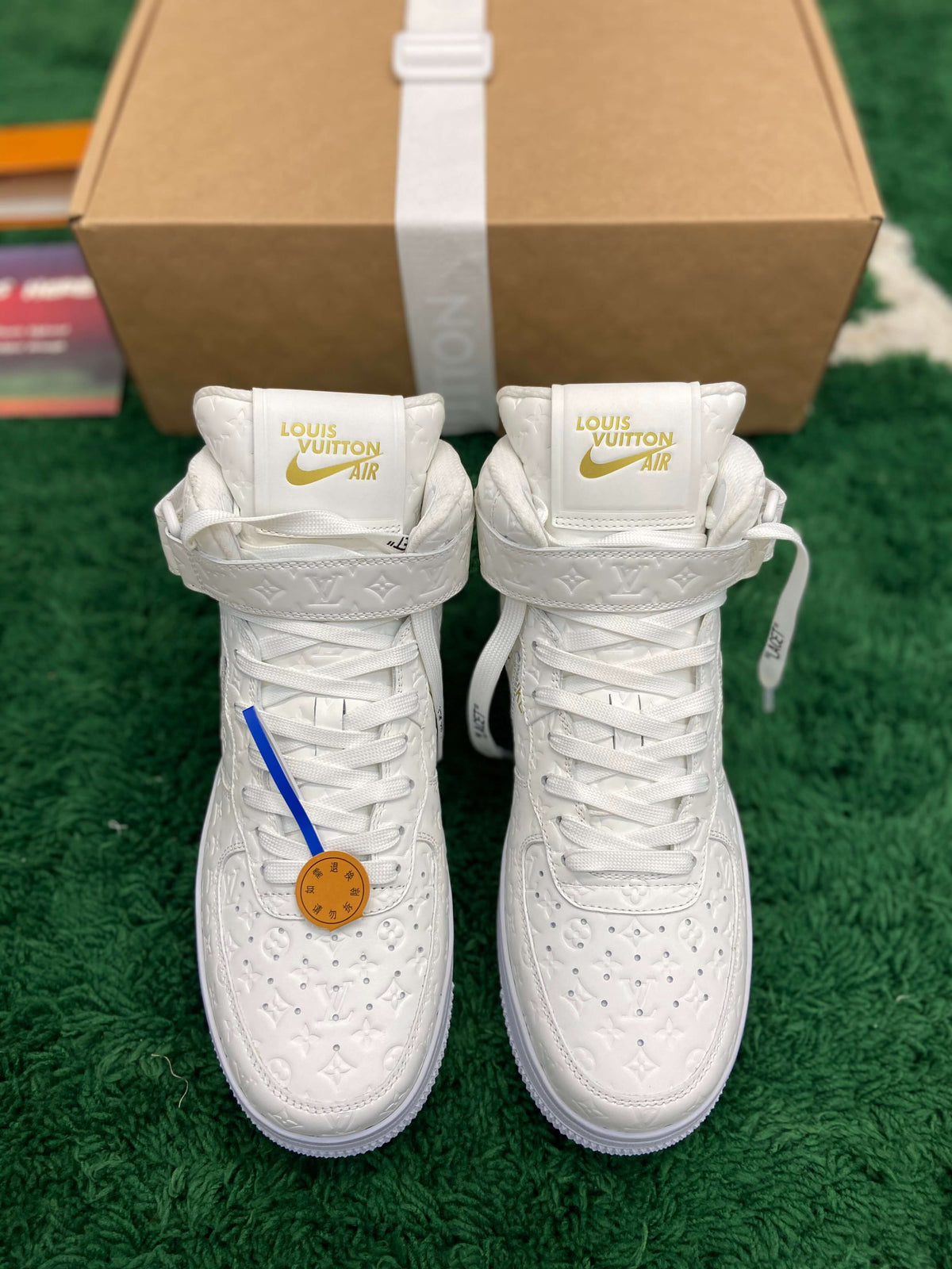 Louis Vuitton x Nike Air Force 1 Mid by Virgil Abloh – Triple White Monogram CUSTOM