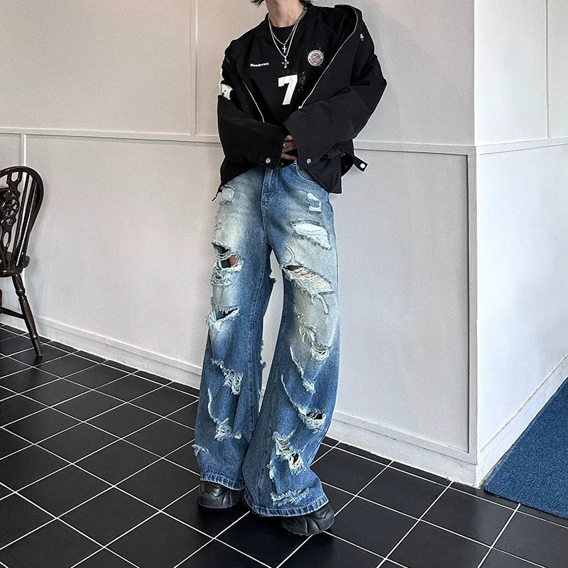 Ruinwave Super-Distressed Wide Cargo Jeans – Bold Street Style