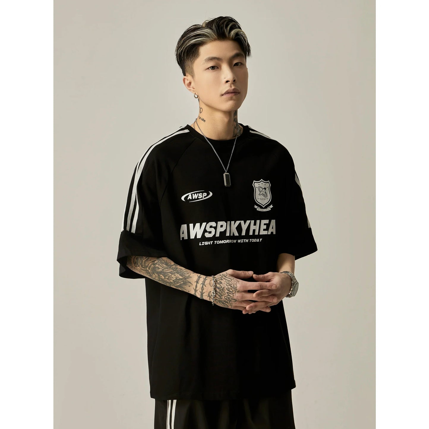 Oversized Grey Athletic Logo T-Shirt