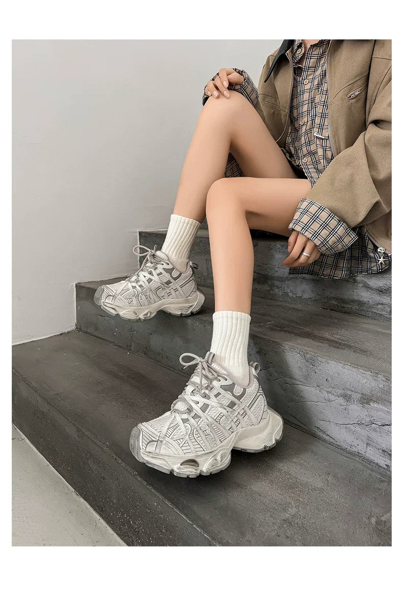 Graphic Platform Chunky Sneakers - Skipkicks