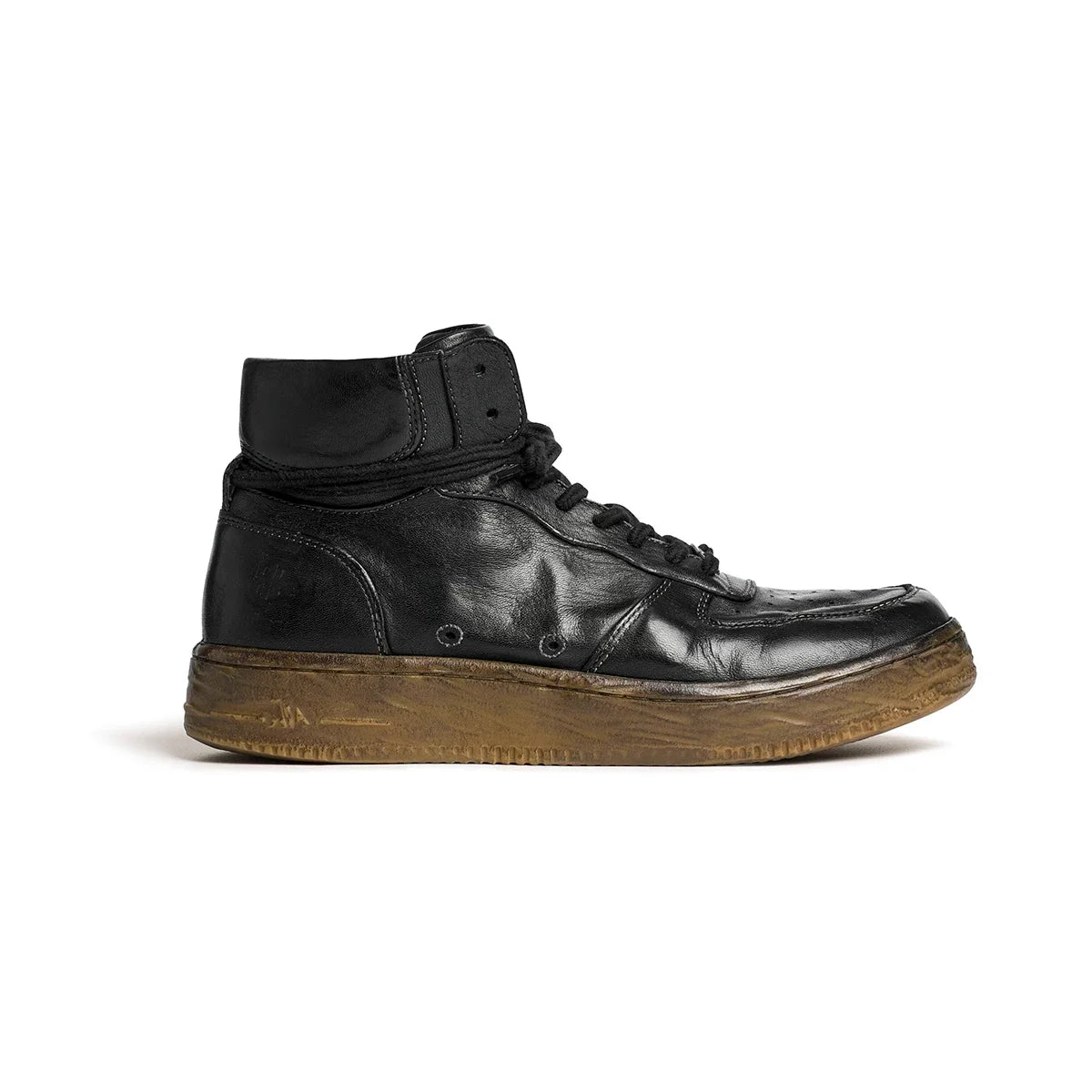 Vintage Black Leather High-Top Sneakers - Skipkicks