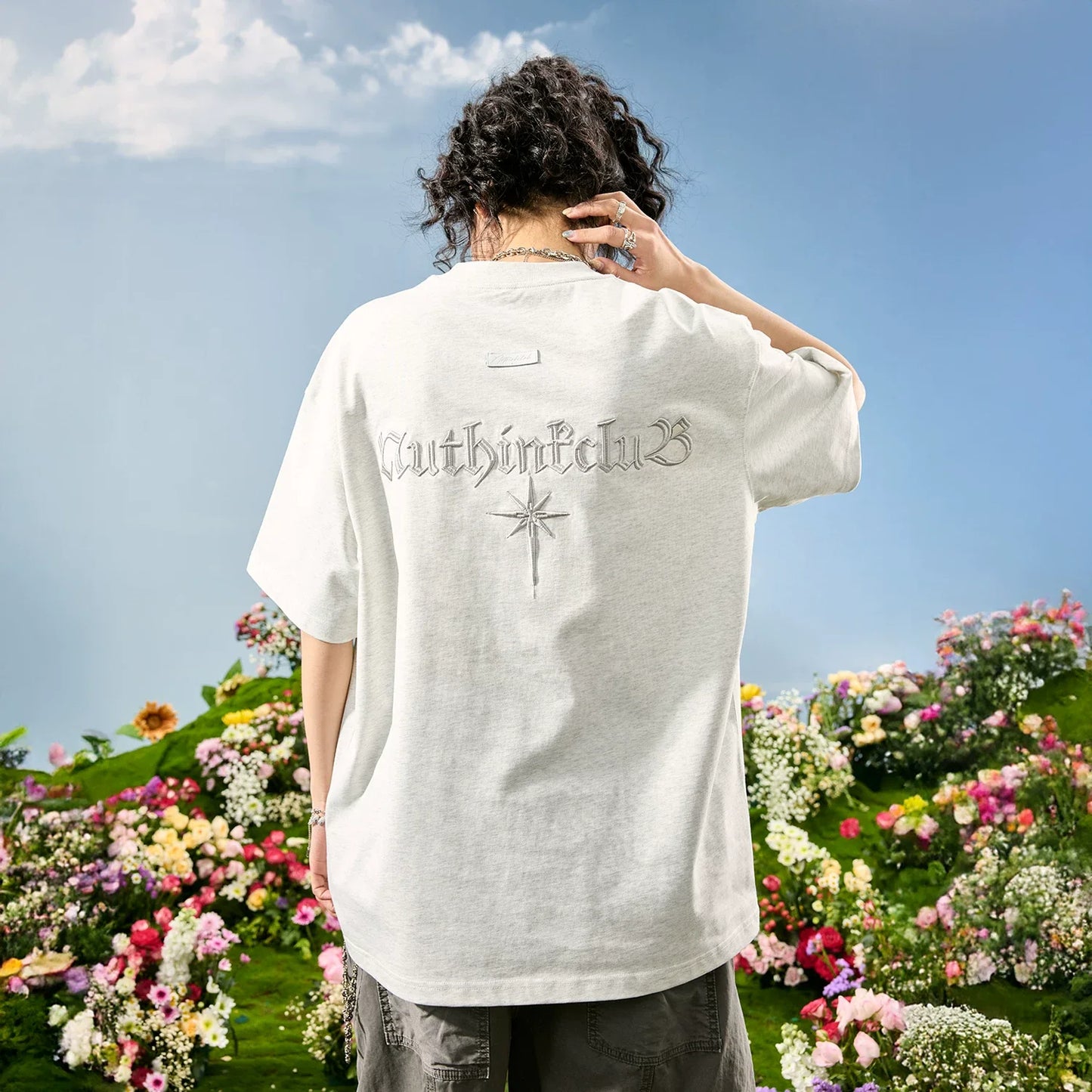 Oversized Tonal Embroidered Back T-Shirt