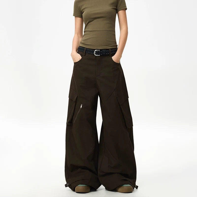 Espresso Voyager Wide-Leg Cargo Pants
