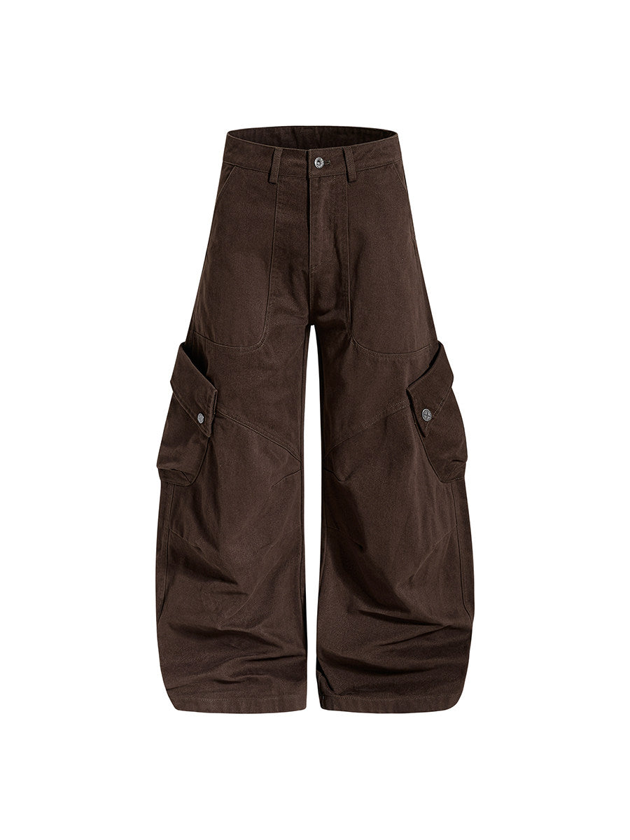 Men's Multi-Pocket Panel Wide-Leg Cargo Pants - Stylish Utility Wear