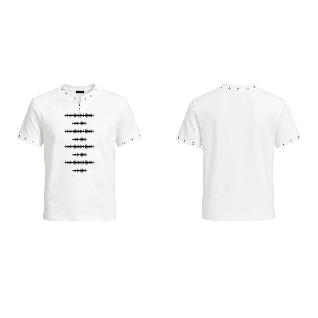 Rivet Collar Graphic Zip Tee