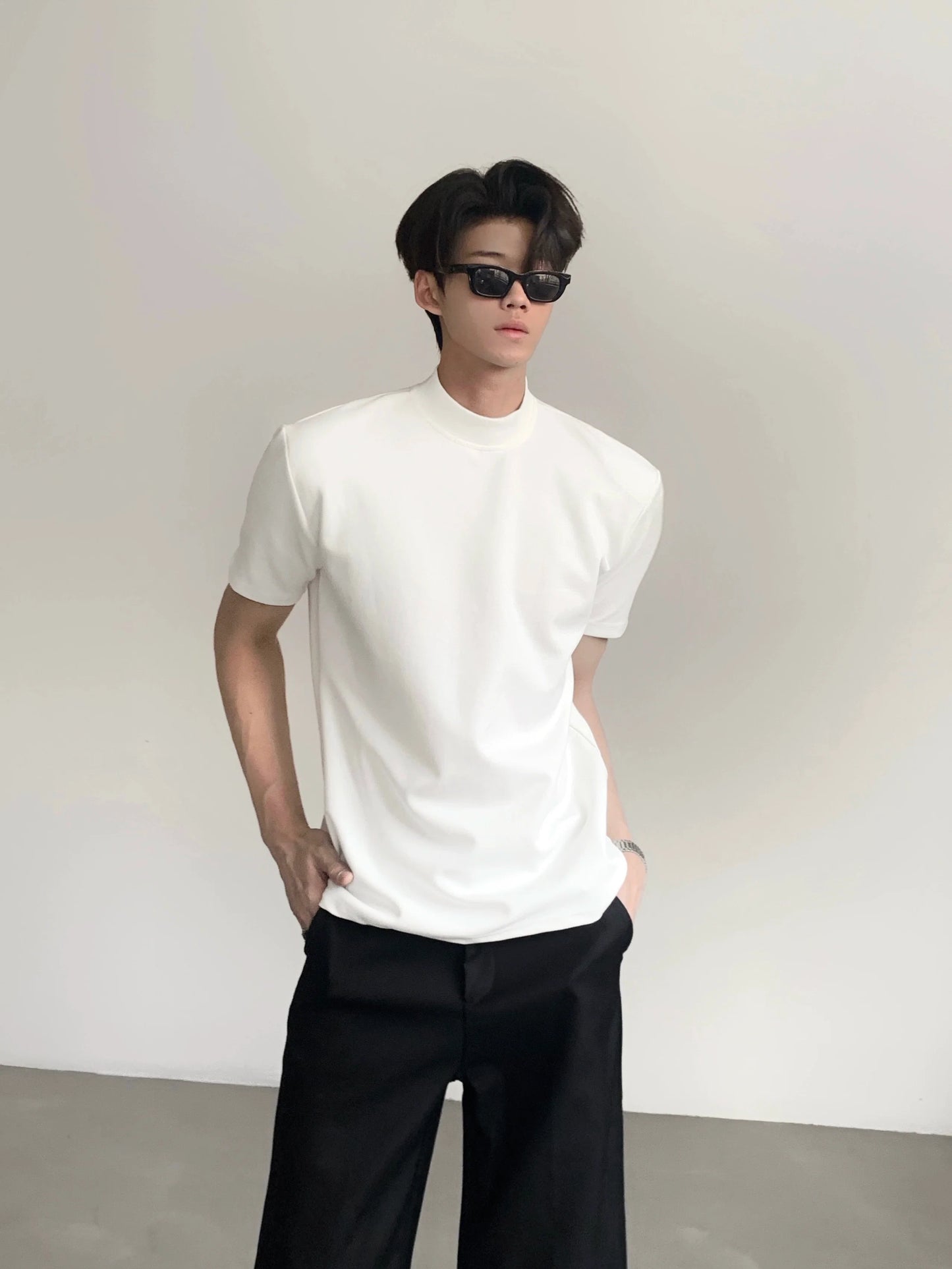 Structured Mock Neck Tee