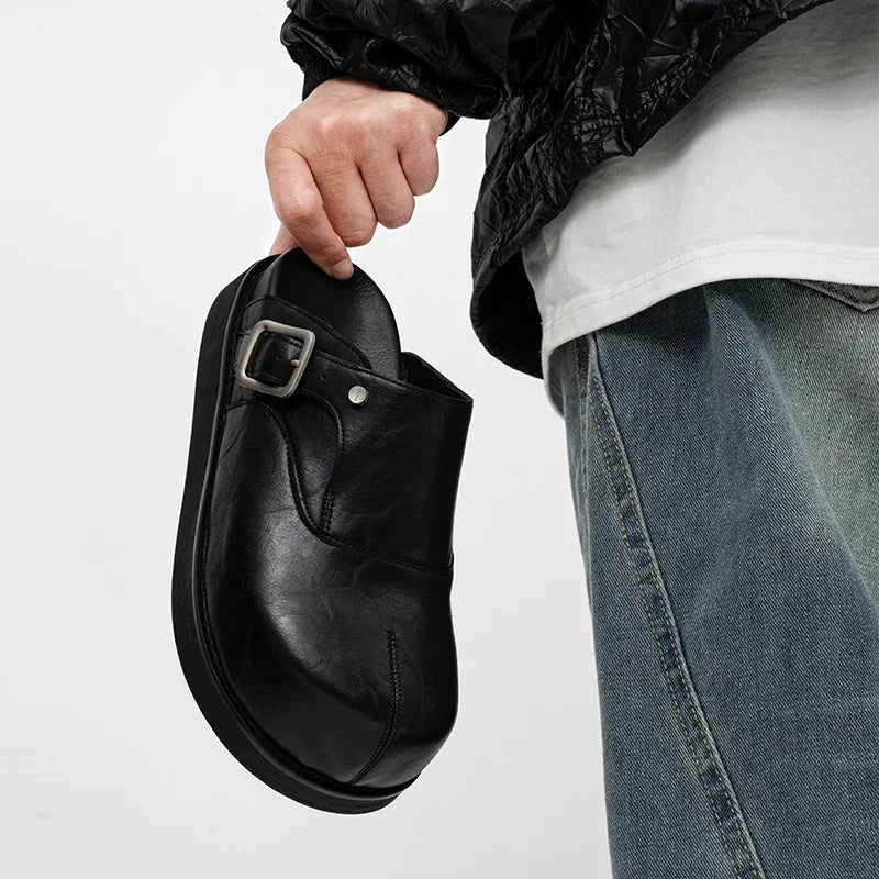 Onyx Buckle Platform Mules - Skipkicks