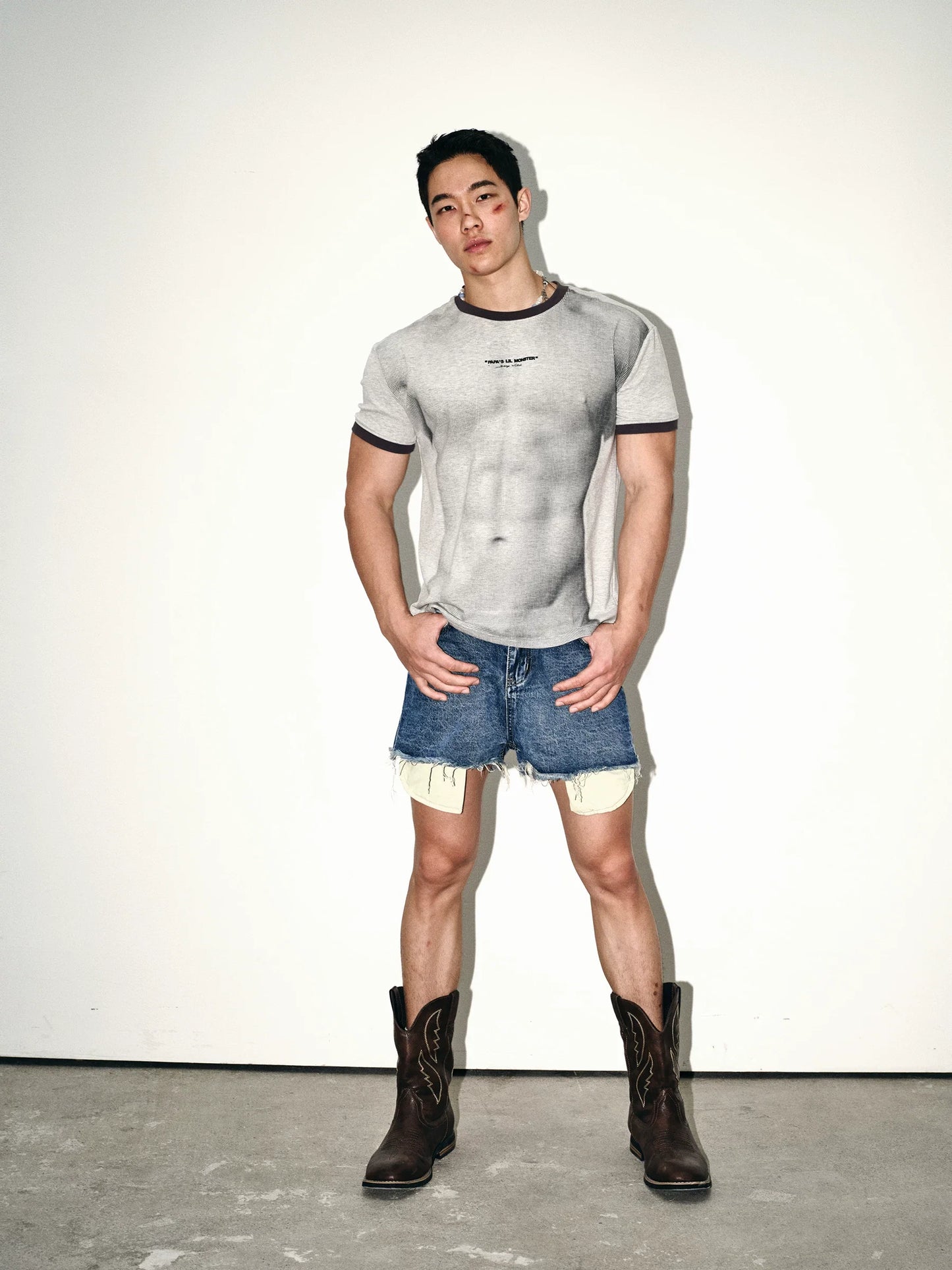 Ash Mesh Contrast Ringer Tee