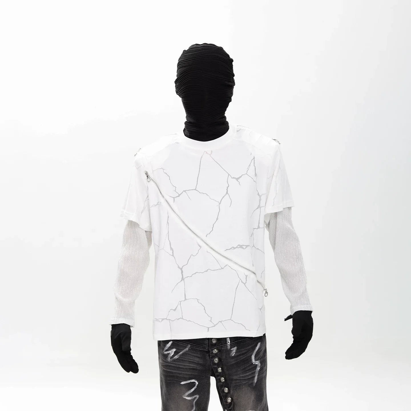 Faultline Diagonal Zip Layered Tee