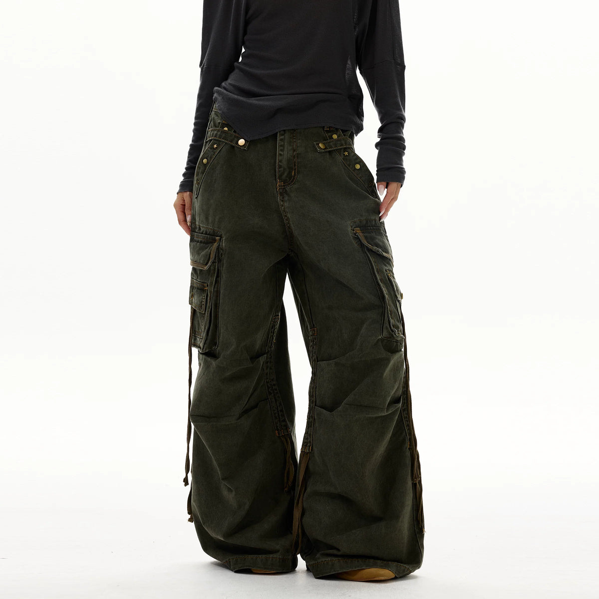 Astro Deck Wide‑Leg Strap Cargo Jeans