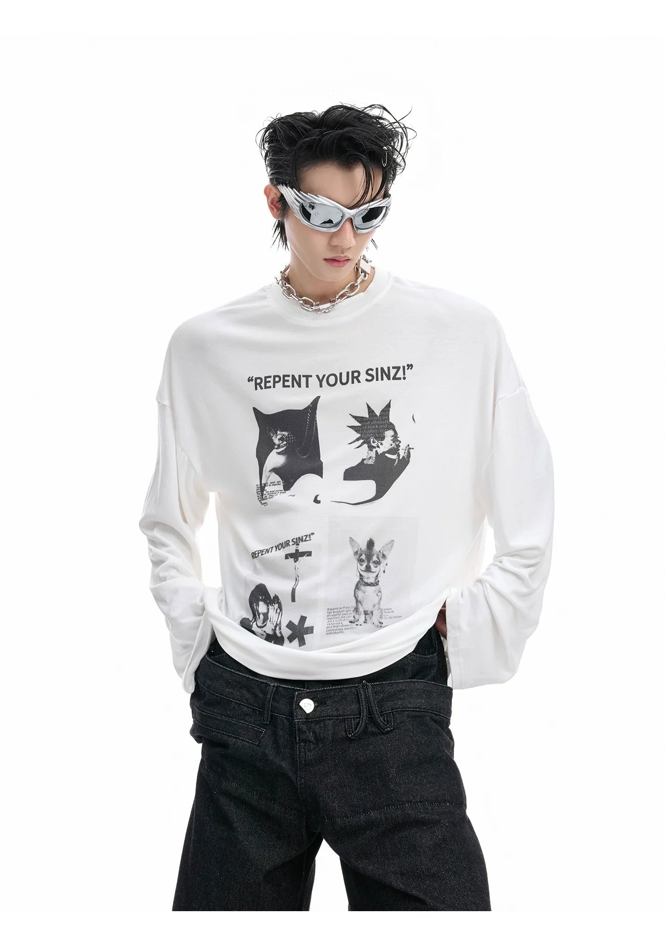 Oversized Graphic Print Long Sleeve Tee