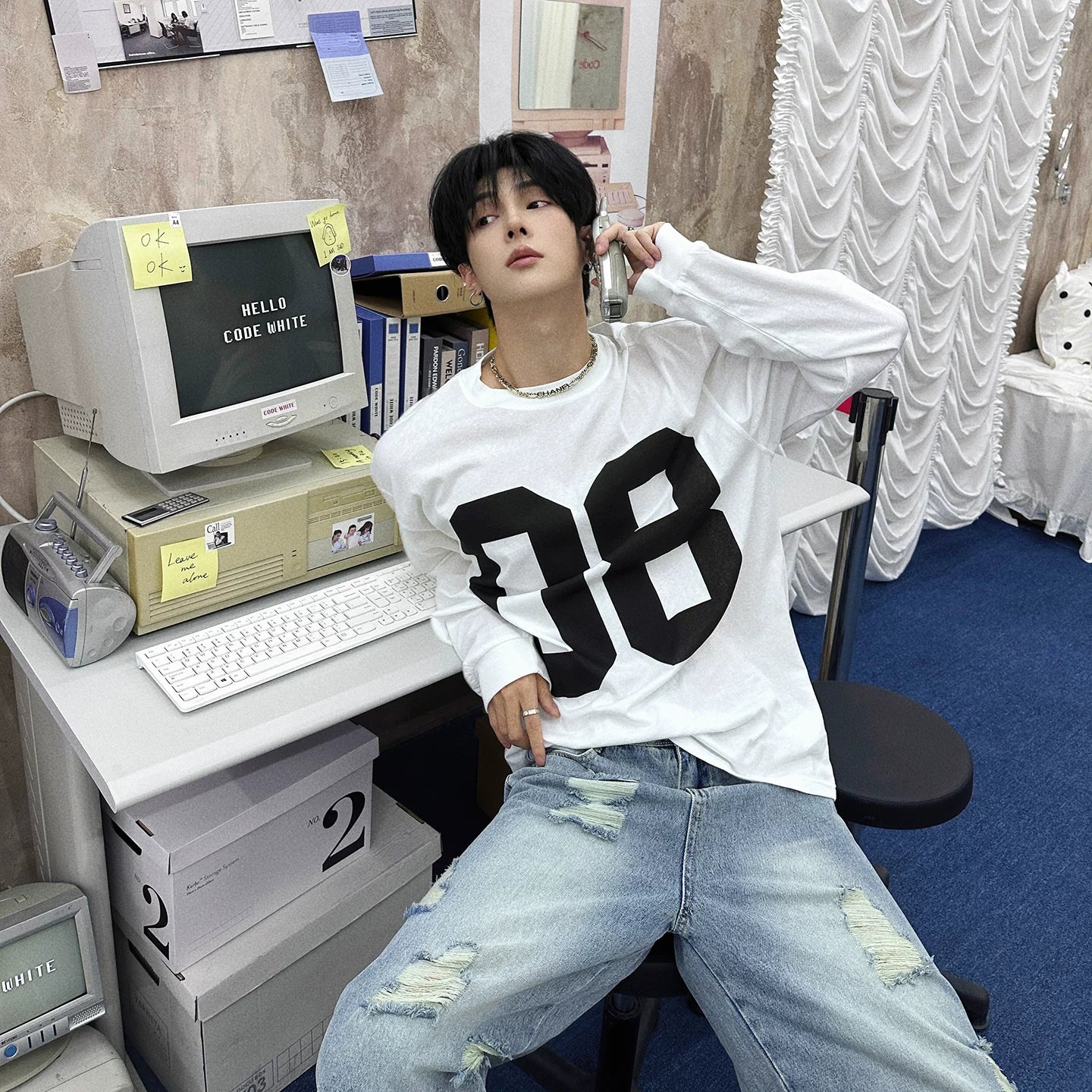 Retro Block 08 Varsity Long Tee