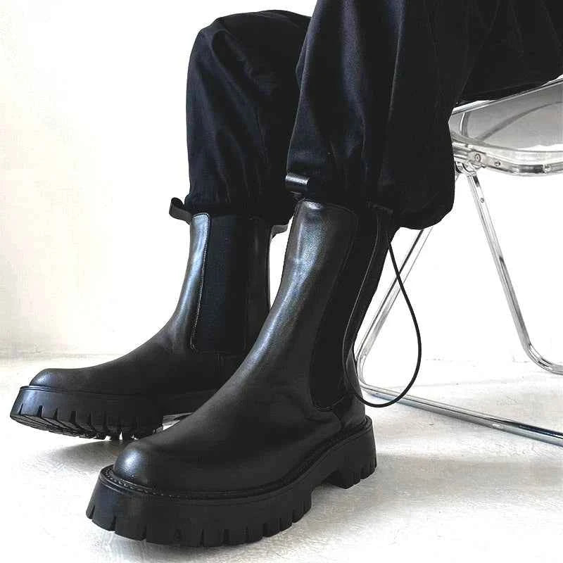 Chunky Sole Black Chelsea Boots