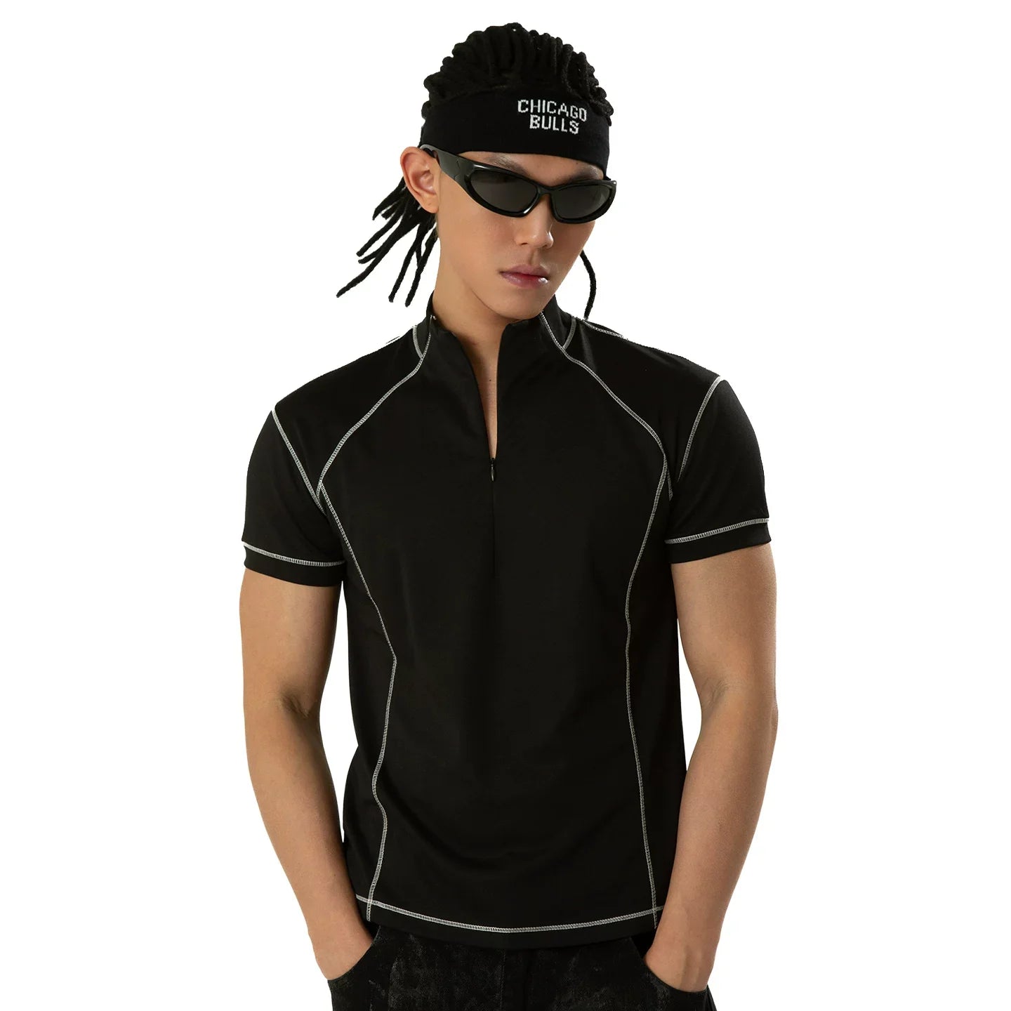 Circuit Line Contrast Zip Tech Tee