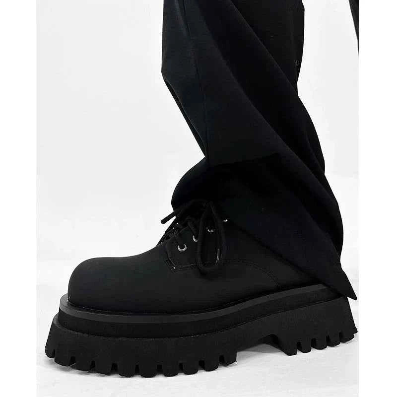 Thick-Soled Chunky Black Platform Derby Shoes