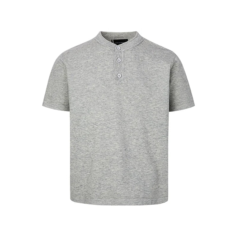 Heather Button Henley Knit Tee