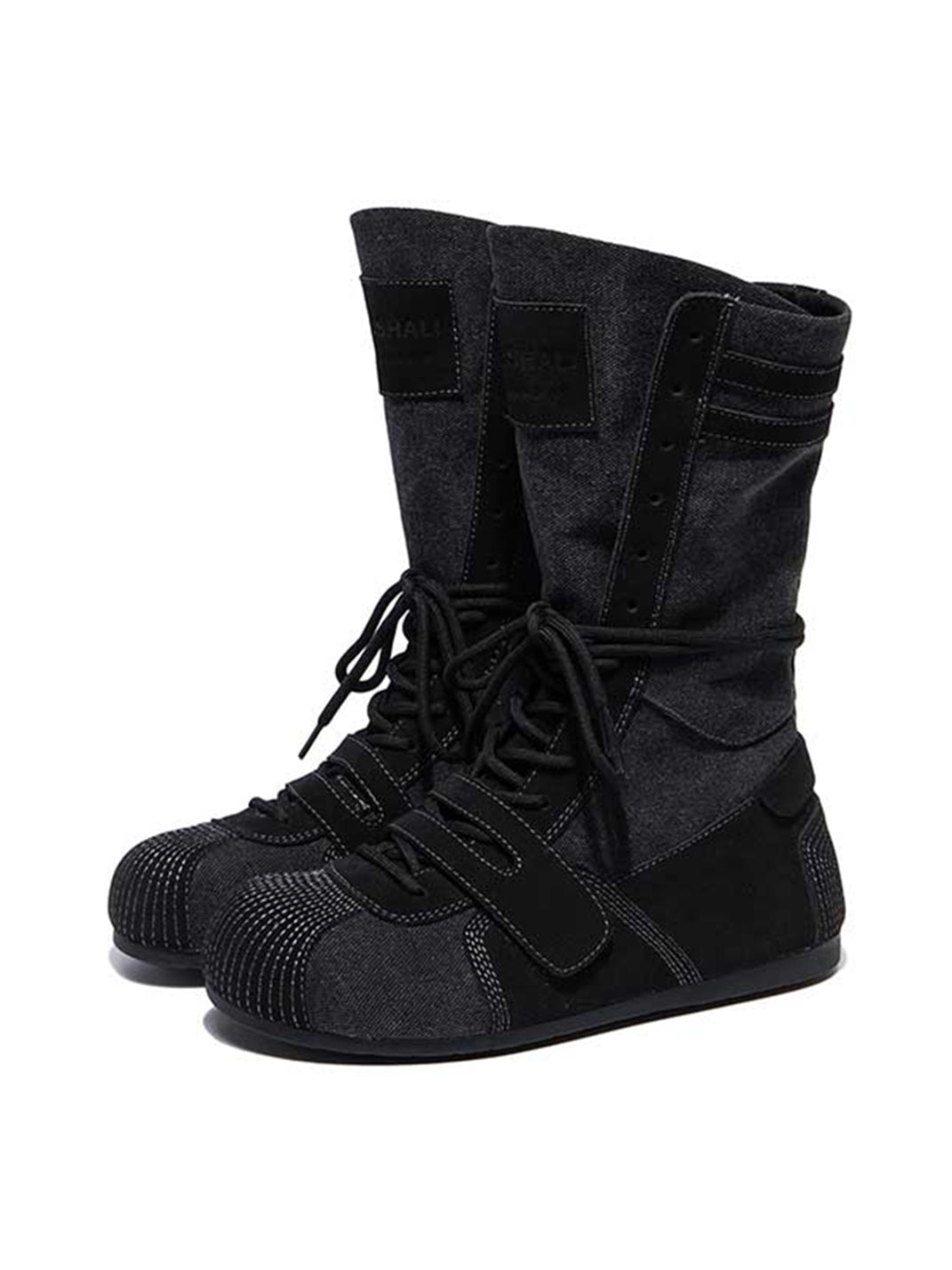 Black Knockout Pro Hybrid Velcro Boxing Trainer Boots - Skipkicks