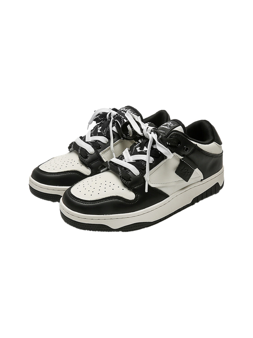 Perforated Dual-Lace Platform Sneakers