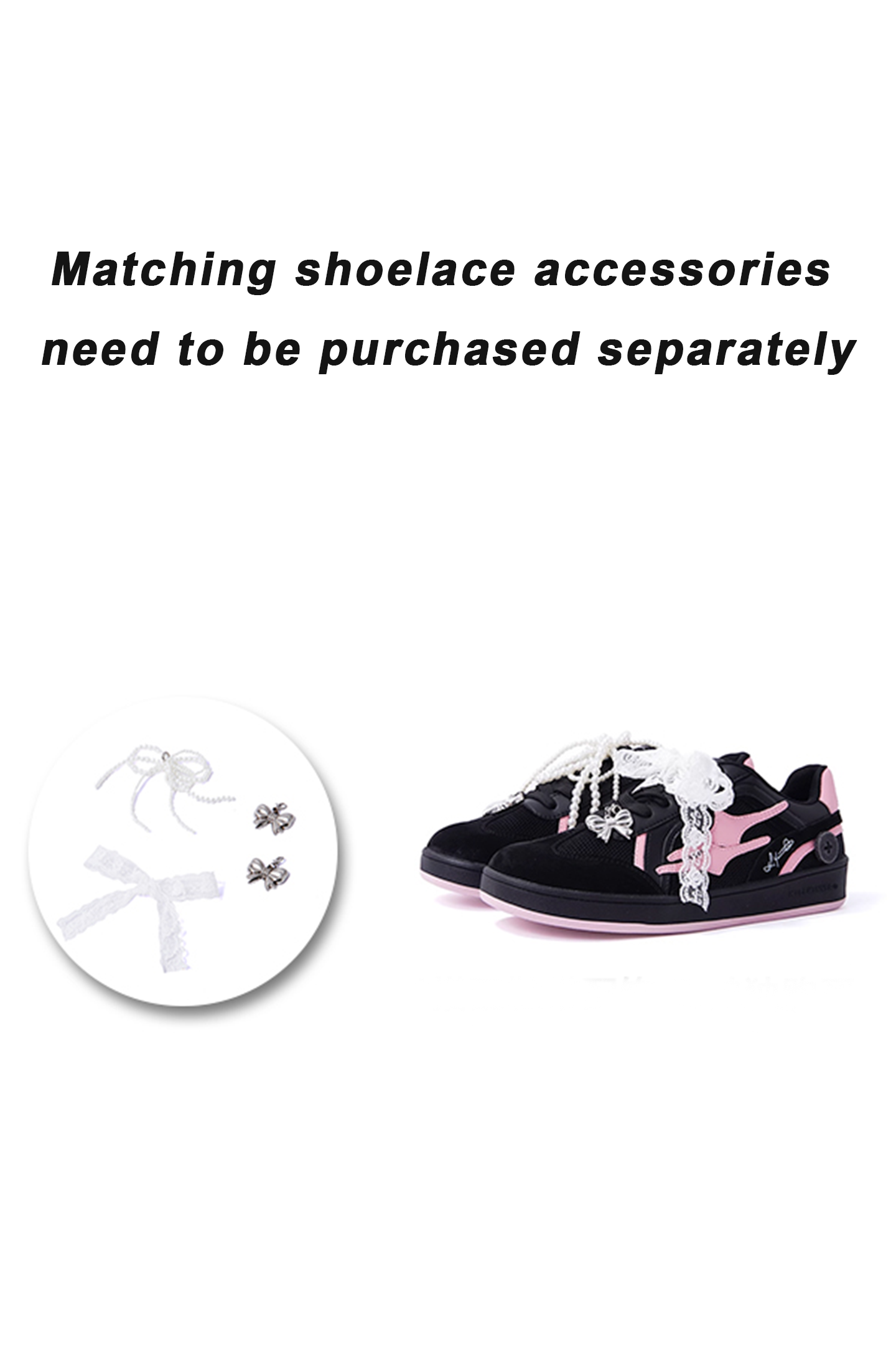 Black Pink Bow-Applique Trainer Sneakers - Skipkicks