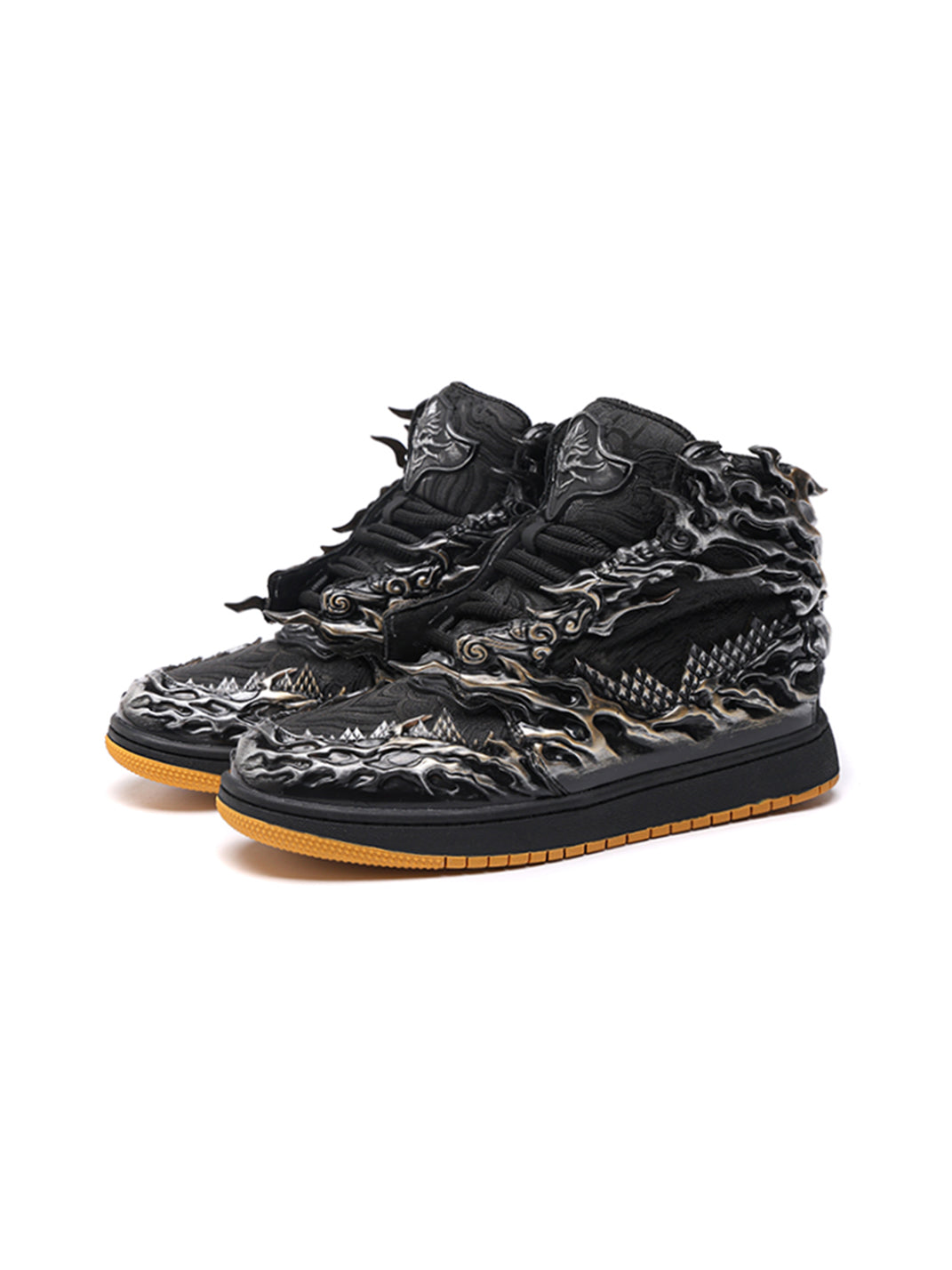Black Silver Wukong Cloud Relief High-Top Sneakers - Skipkicks