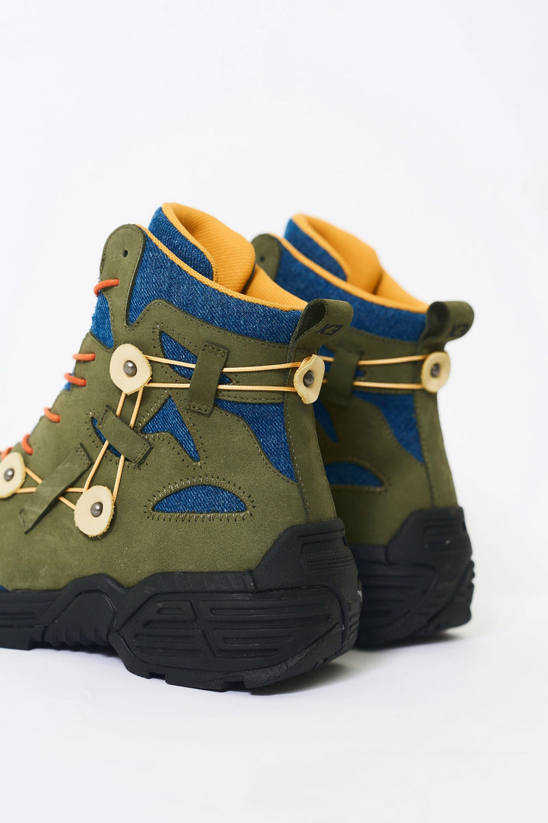 Green Denim Outdoor Hiking Boots - Skipkicks