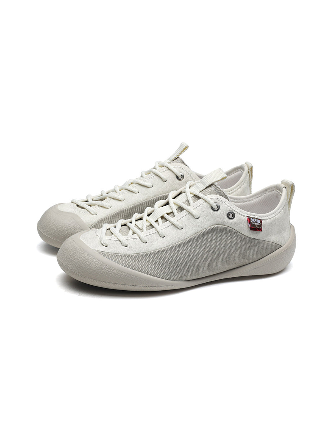 Ivory Mesh-Paneled Canvas Low-Top Sneakers - Skipkicks