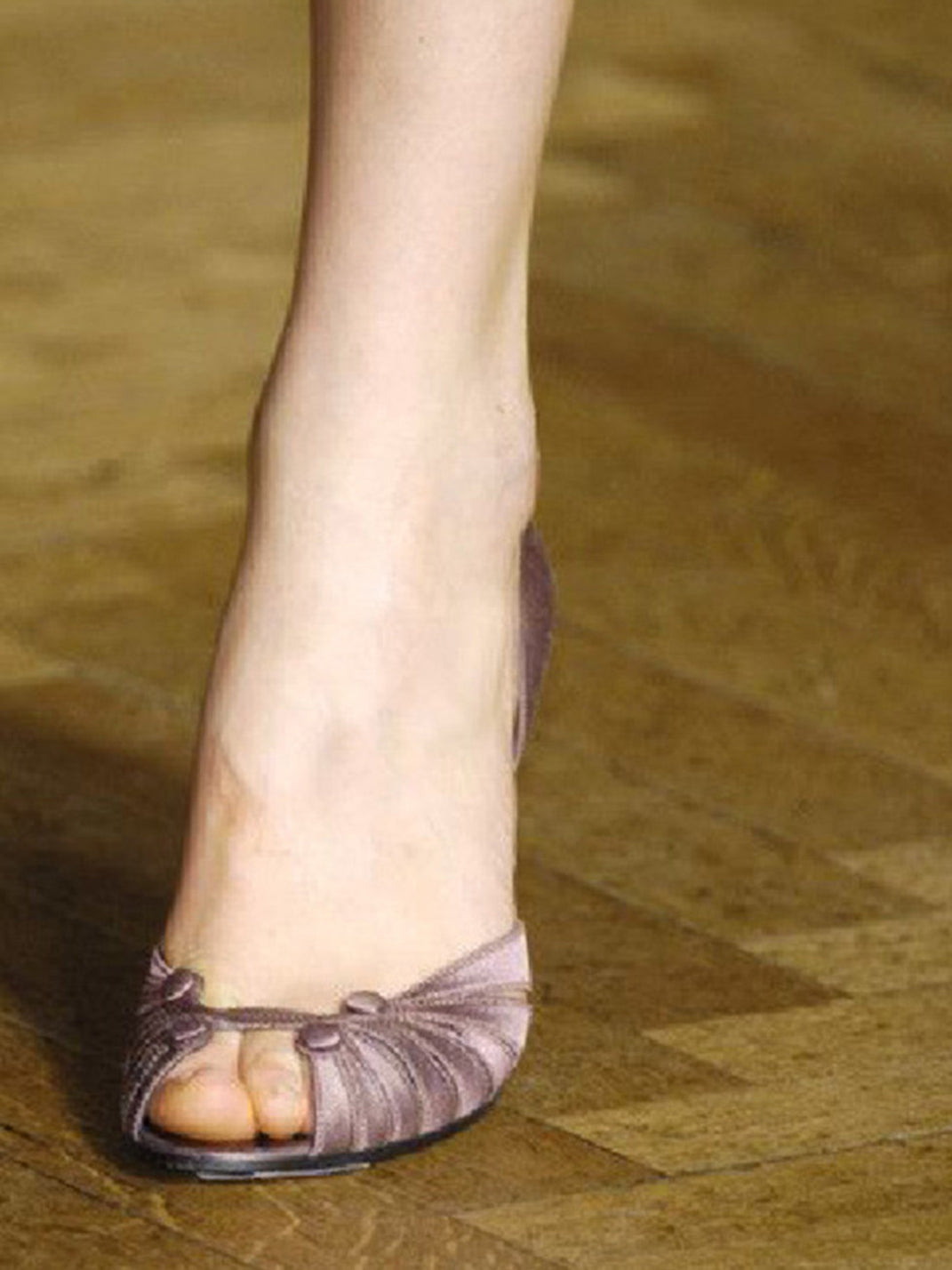 Mauve Pleated Peep-Toe Stiletto Pumps - Skipkicks
