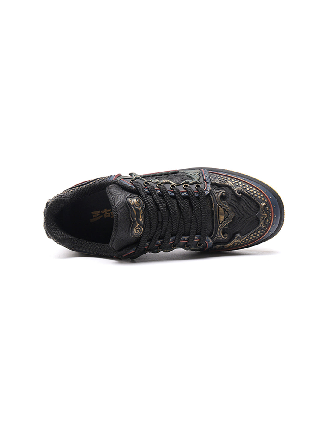 Black Dragon-Scale Gum-Sole Low-Top Sneakers - Skipkicks