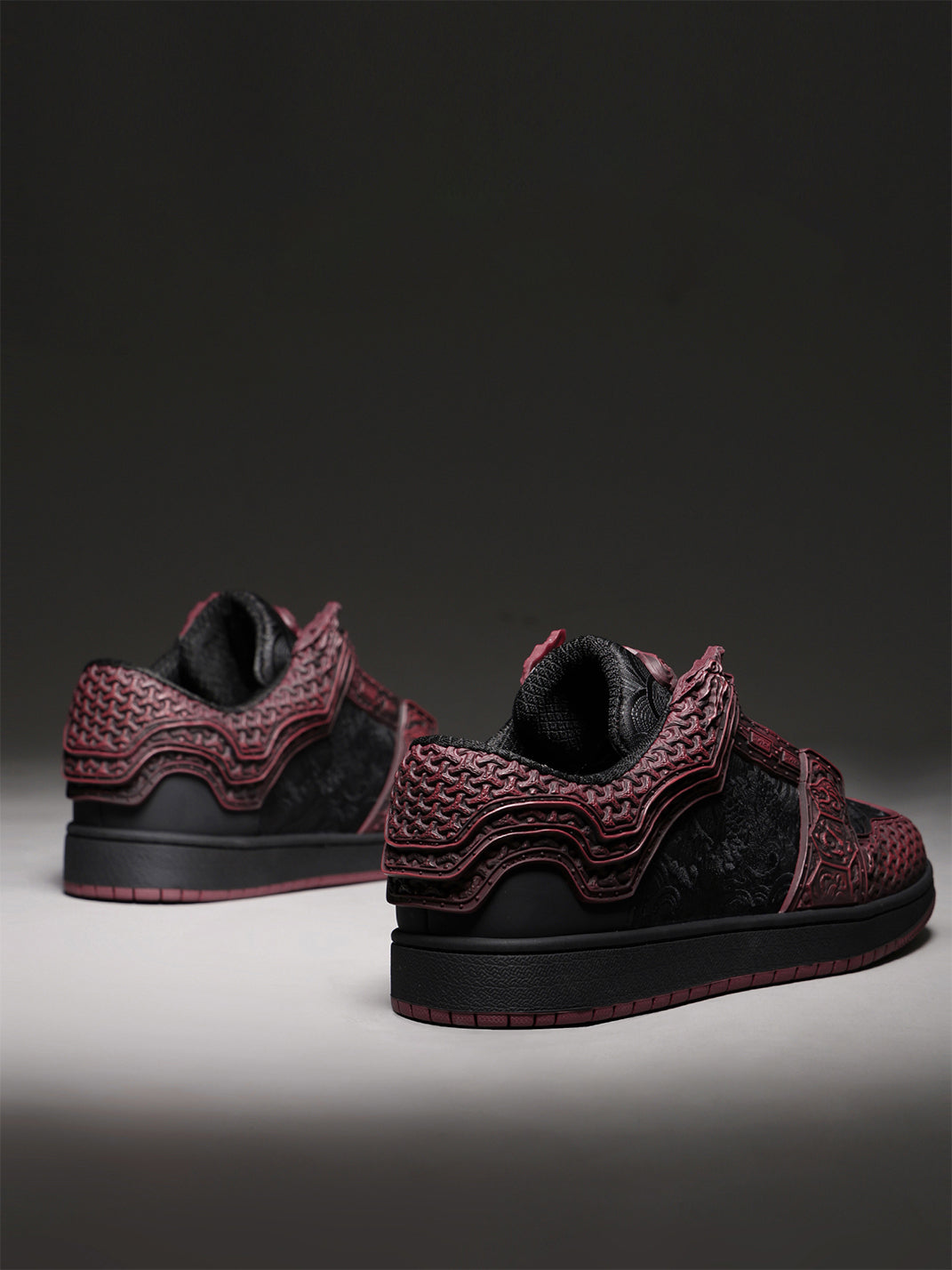 Crimson Jin Yi Wei Embossed Low-Top Sneakers - Skipkicks
