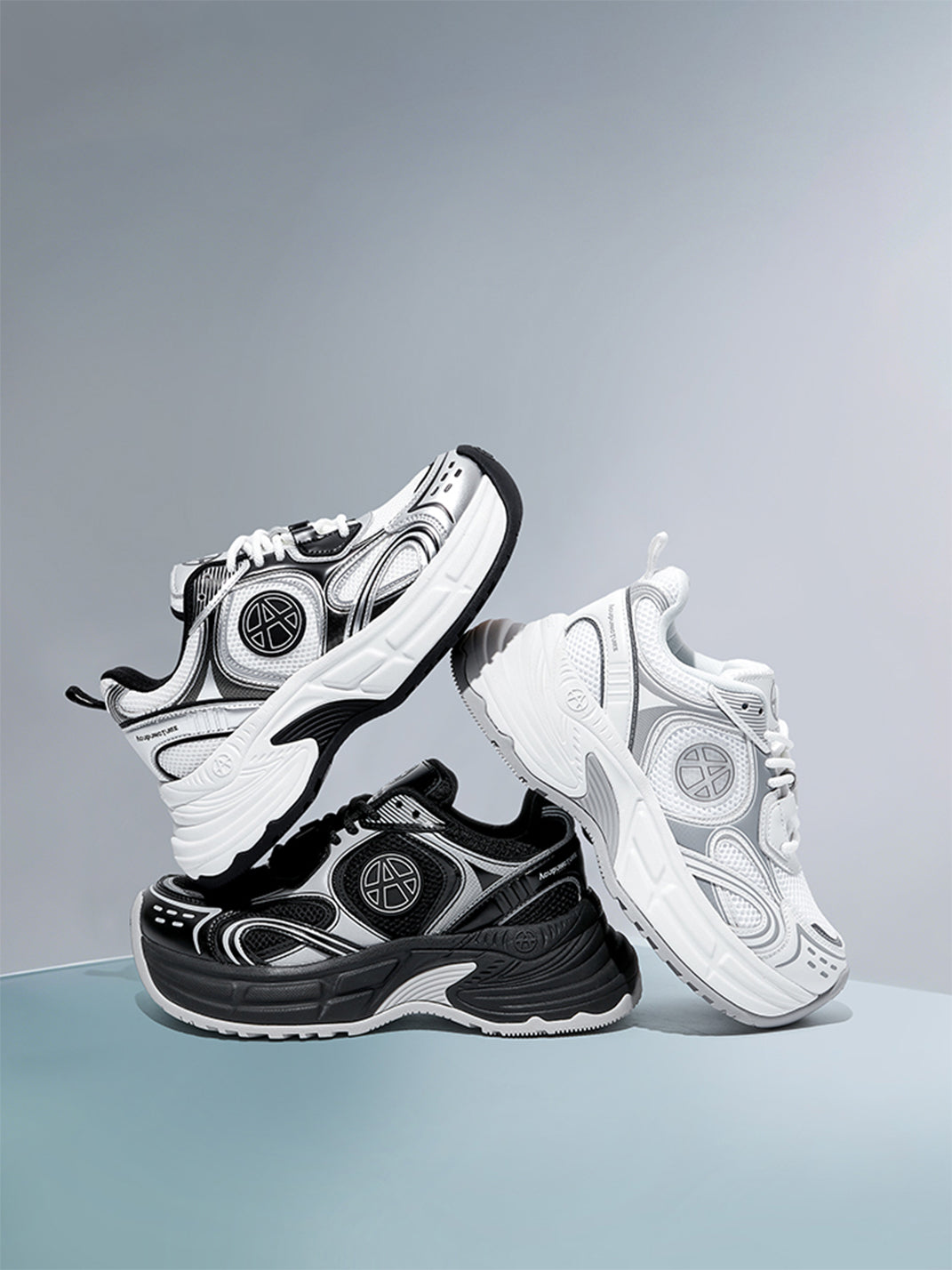 Silver Wave Chunky Dad Sneakers - Skipkicks