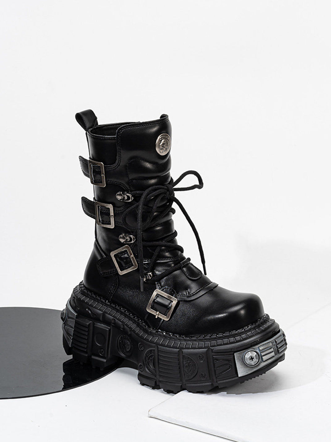 Multi-Buckle Platform Combat Boots - Skipkicks