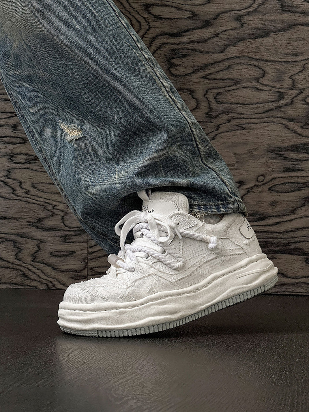 Frayed Canvas Platform Sneakers