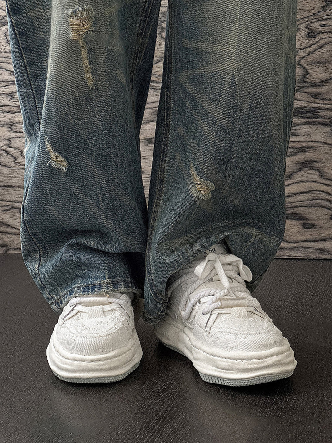 Frayed Canvas Platform Sneakers