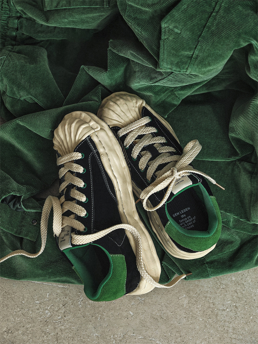 Green Shell-Toe Platform Sneakers