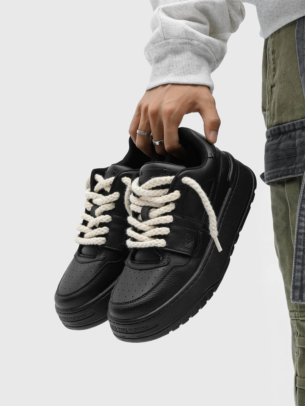 Rope Lace Chunky Platform Sneakers - Skipkicks