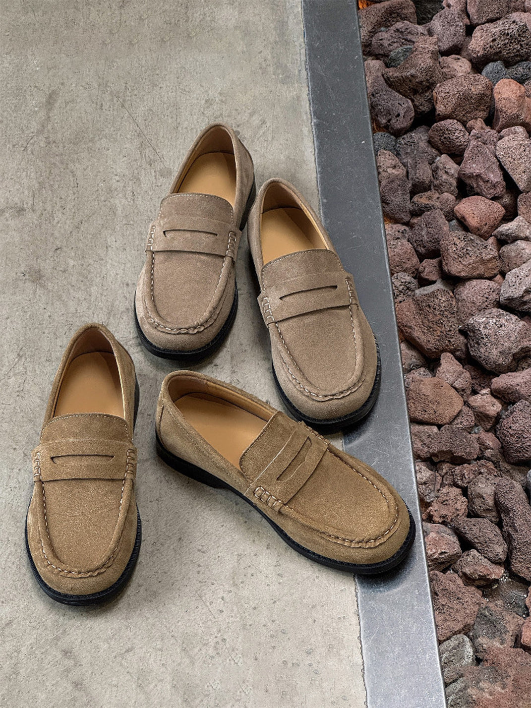 Square-Toe Leather Loafers