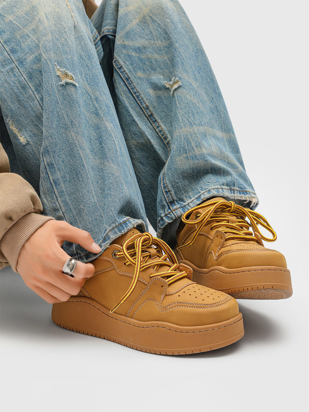 Monochrome Chunky Platform Sneakers - Skipkicks