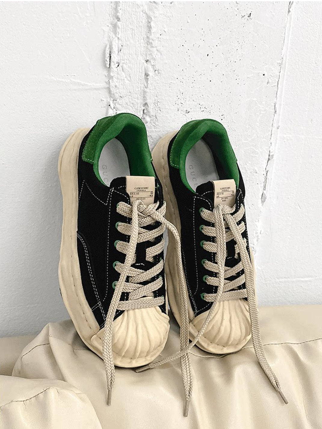 Green Shell-Toe Platform Sneakers