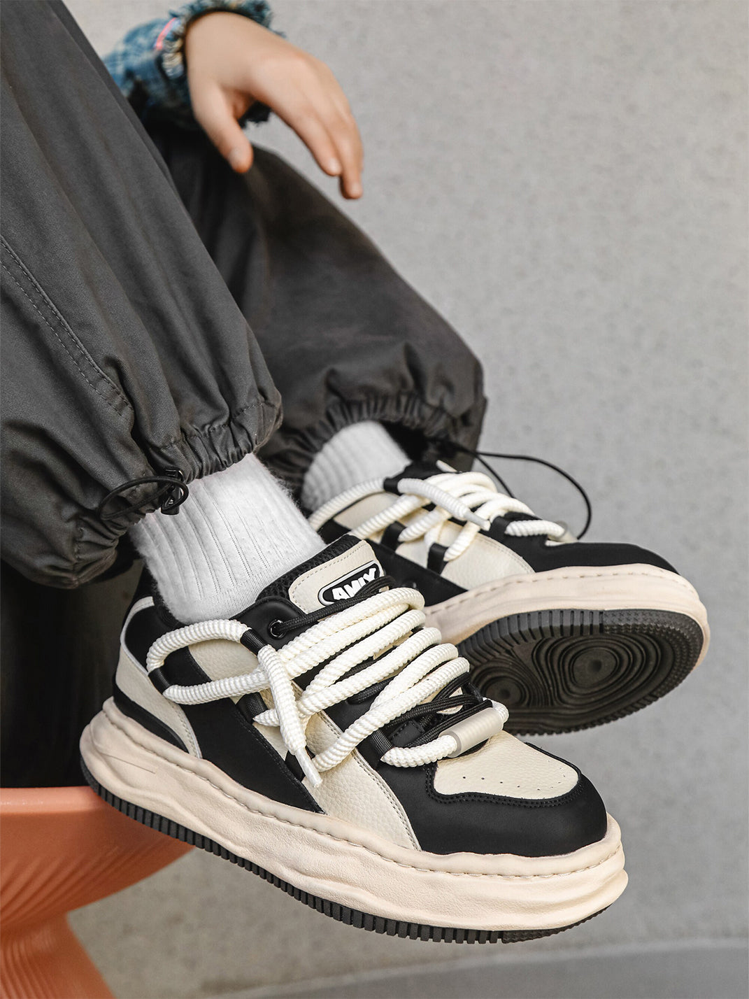 Paneled Wavy Platform Sneakers