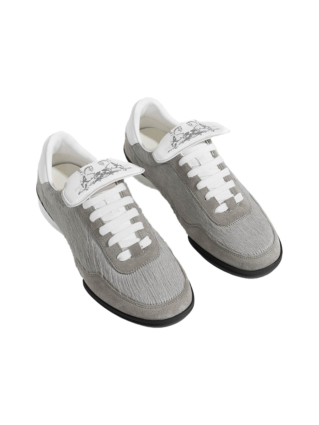 Grey Fur-Lined Platform Sneakers