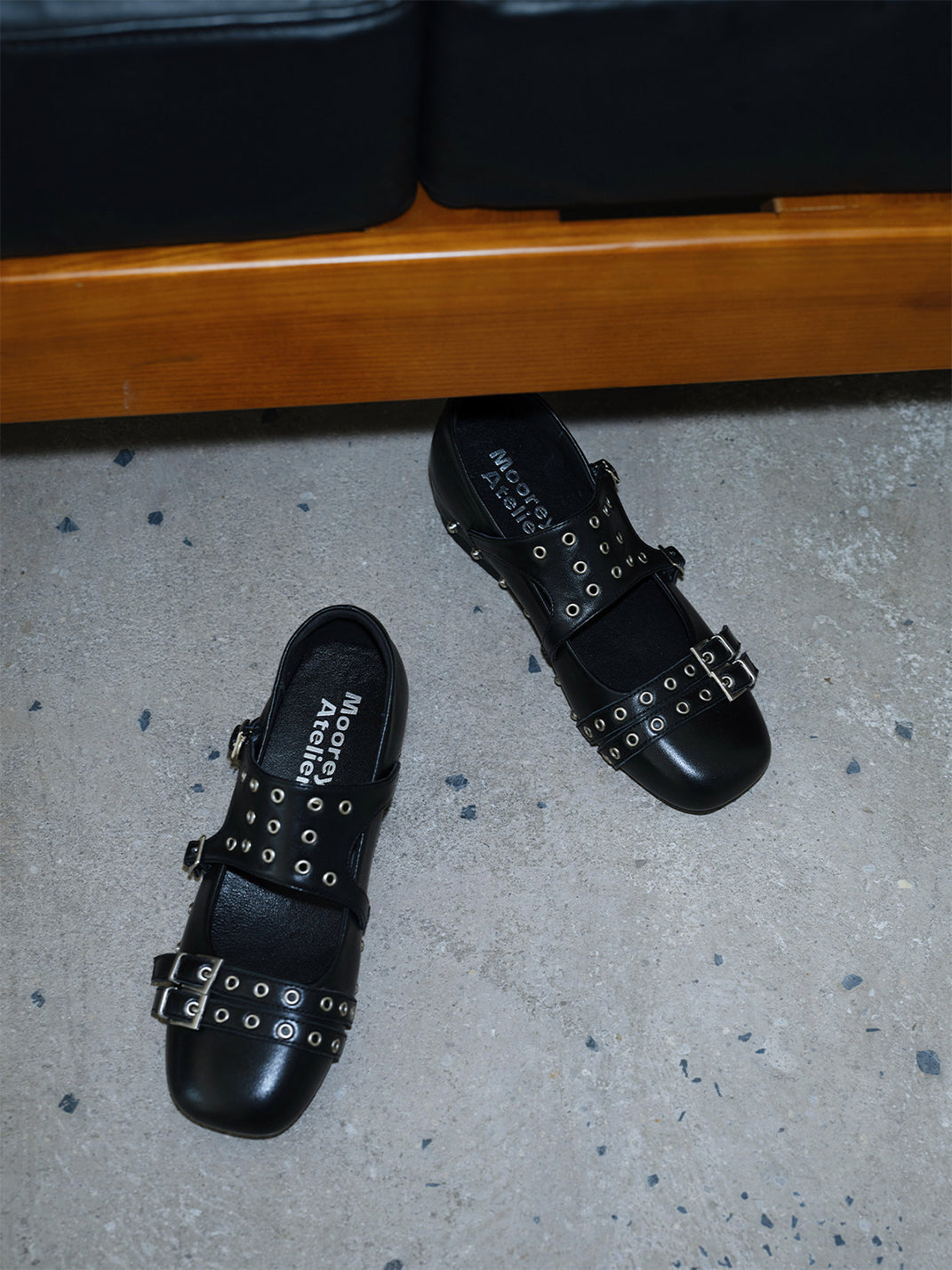 Black Leather Mary Jane Flats - Skipkicks